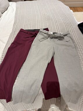 Banana Republic Tie-Waist Trousers in Gray chevron and Burgundy